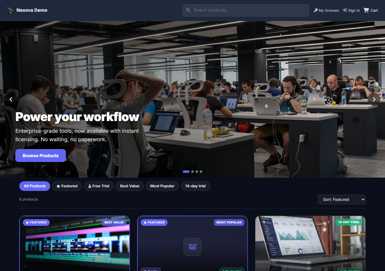 Example PermitCore branded software license store